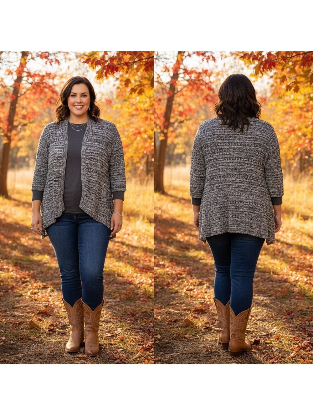 1899 - United States Sweaters Black Combo Open Front Cardigan Sweater XXL